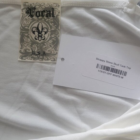 NWT Vocal Strappy Tank w/ Studded Skull Off White Sz M - Picture 4 of 4